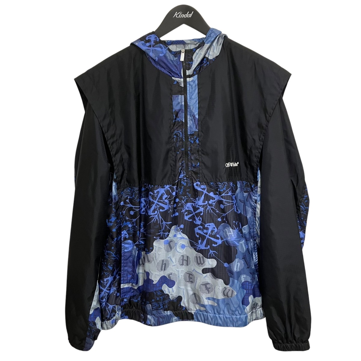 【中古】 OFFWHITE 24AW 「CAMOUFLAGE SAMURAI ANORAK JACKET」 アノラックパーカー OMEO0001F24FAB002 ブラック×ネイビー サイズ：48 【価格見直し】