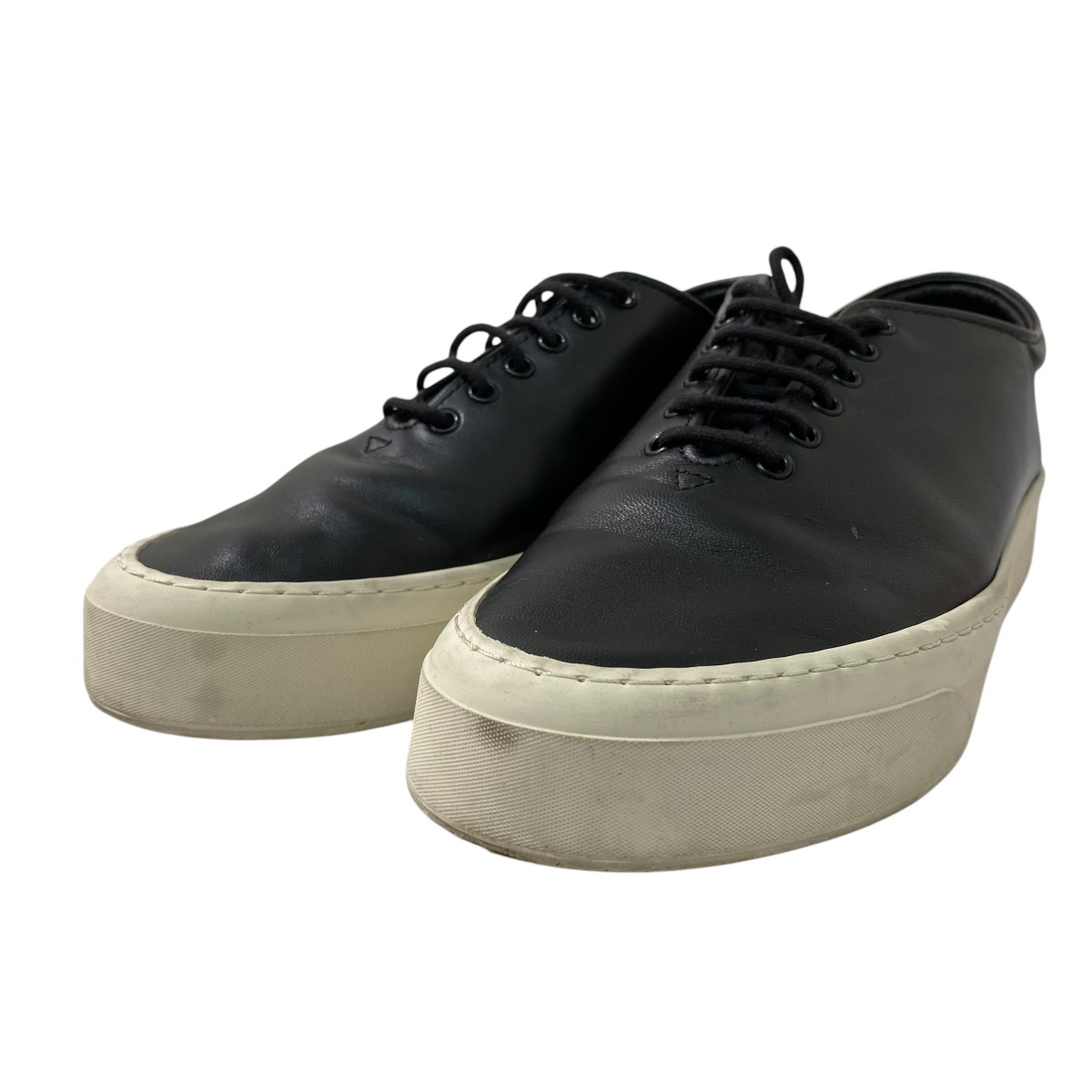 【中古】<br>THE ROW<br>MARIE H LACE-UP レザースニーカー ブラック サイズ：37<br>【価格見直し】