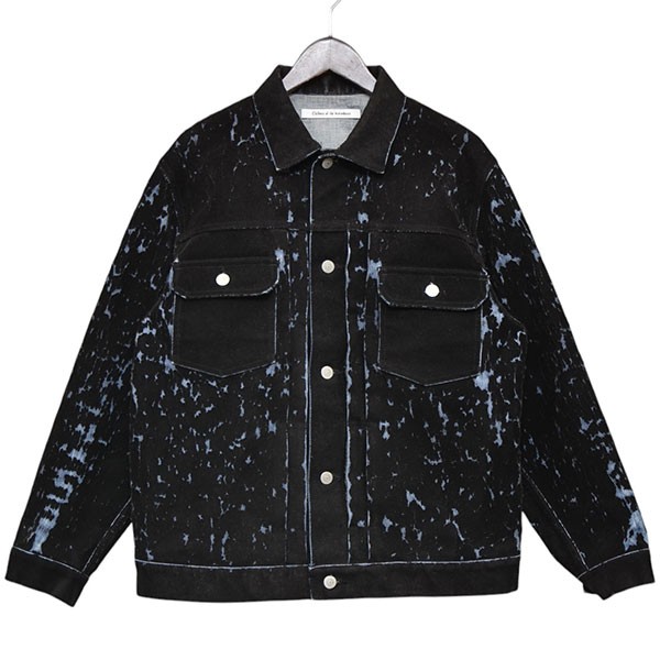 【中古】 Children of the discordance 2018AW　フロッキーコーティングデニムジャケット ブラック サイズ：不明 【価格見直し】