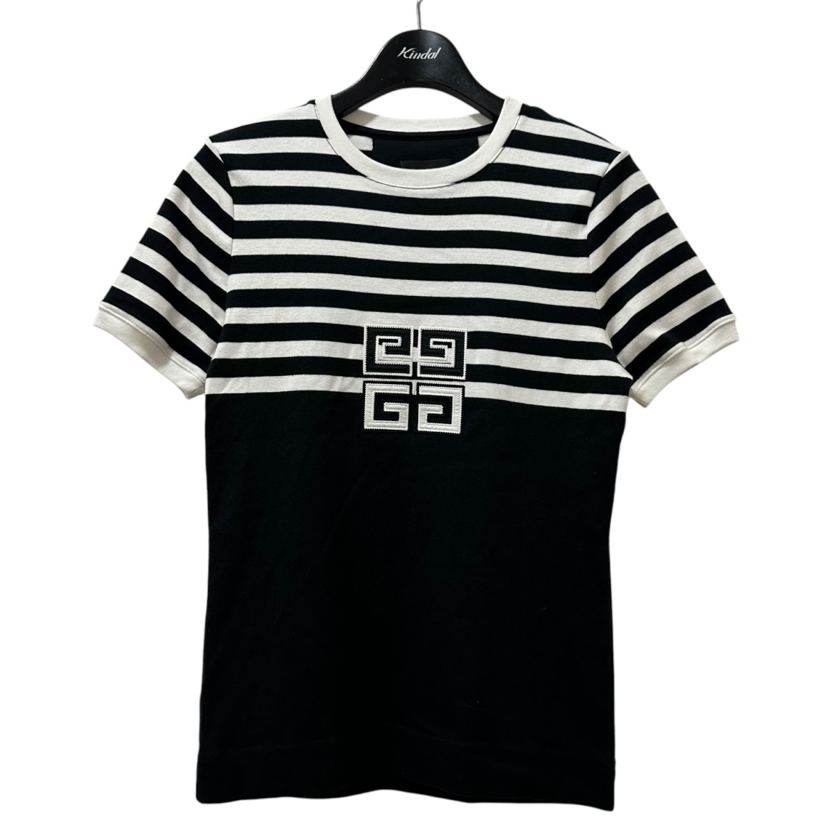【中古】 GIVENCHY　 4G Striped Cotton T-shirt ボーダー クルーネックTシャツ BW70BF314X ホワイト×ブラック サイズ：XS 【170426】（ジバンシィ）