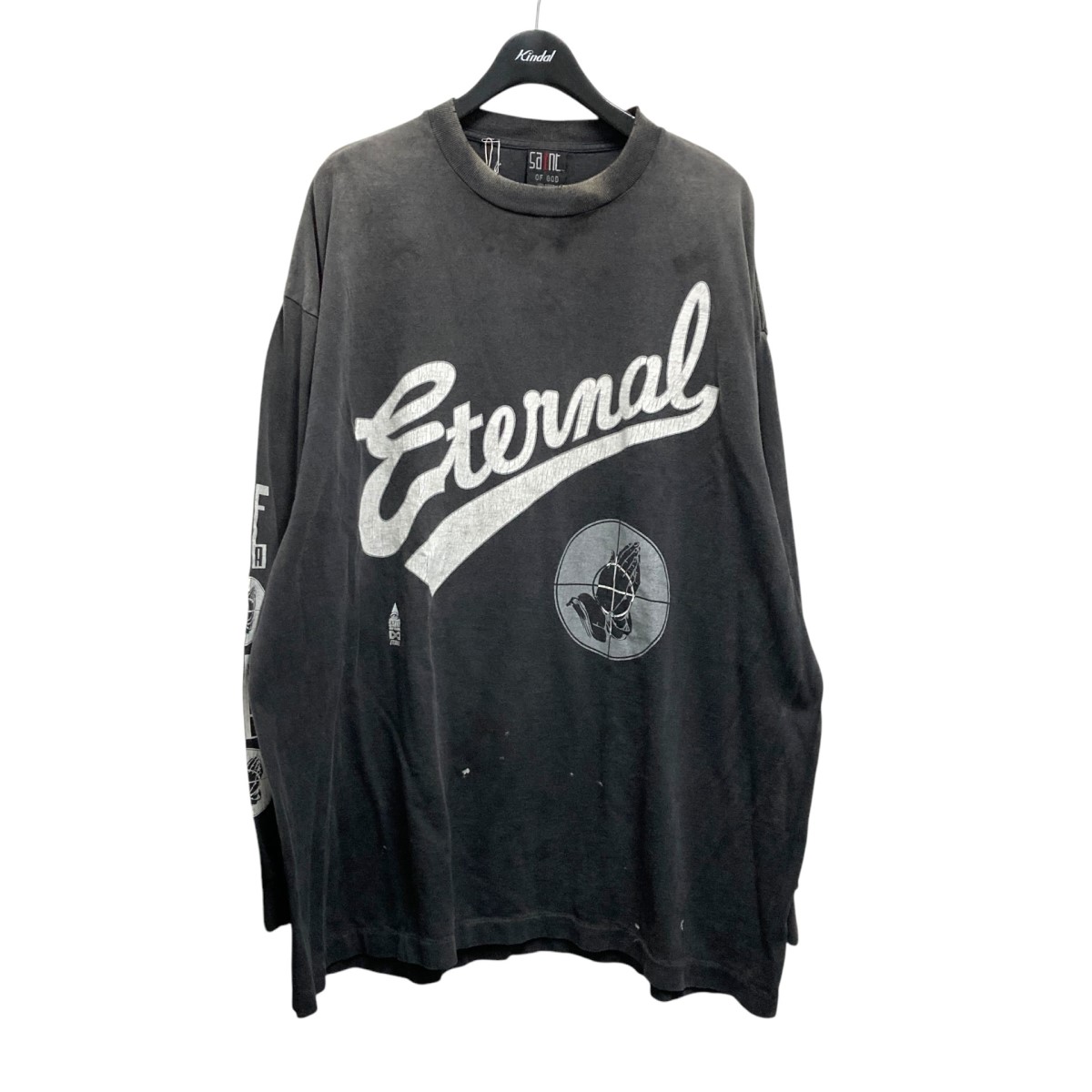 【中古】 SAINT MICHAEL FG LS TEE SNT OF GOD ヴィンテージ加工Tシャツ SM HR8 0000 C02 グレー サイズ：OS 【価格見直し】