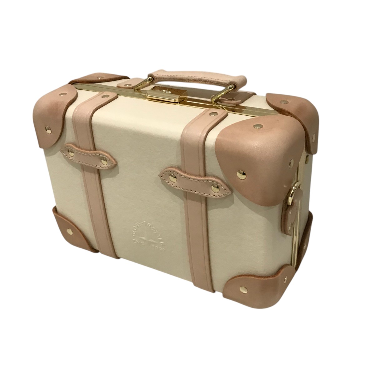 【中古】 GLOBE-TROTTER　 【マイクロケース】 ショルダーバッグ アイボリー 【221225】（グローブトロッター）