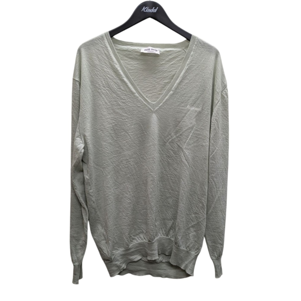 【中古】 MIU MIU Vネックカシミヤニット ライトグリーン サイズ:40 【価格見直し】
