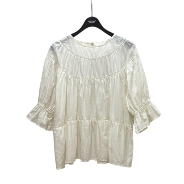 【中古】 Merlette　 SOL コットンティアードブラウス チュニック アイボリー 【140525】（マーレット）