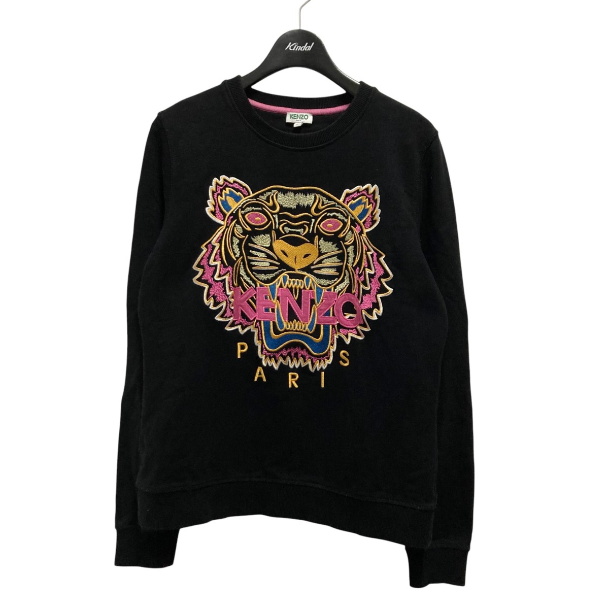 KENZO (ケンゾー) ロゴ刺繍 トレーナー S ブラック　スウェット KENZO ケンゾー トレーナー レディース タイガー刺繍 クルー
