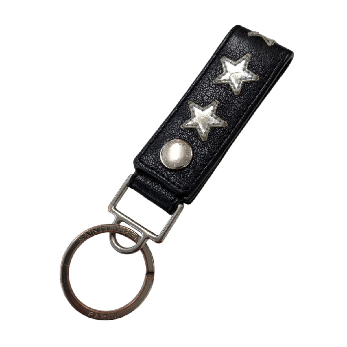 SAINT LAURENT ブラックレザー キーホルダー mrg-japan_ysl-6689611jb