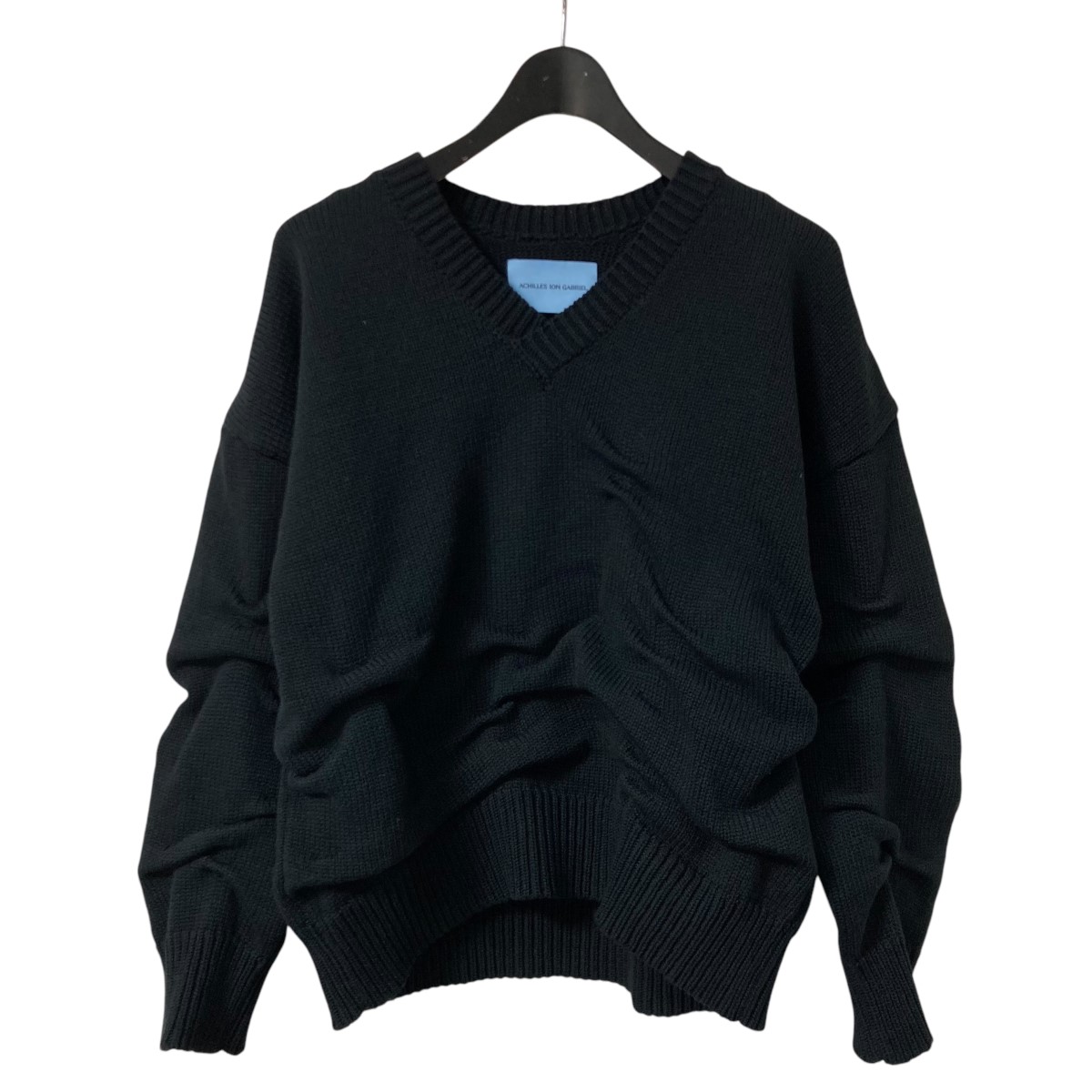 【中古】 ARCHILLES ION GABRIEL　 24AW Vネックセーター JU0003 AW24 ブラック サイズ：S 【070426】（アキレス イオン ガブリエル）