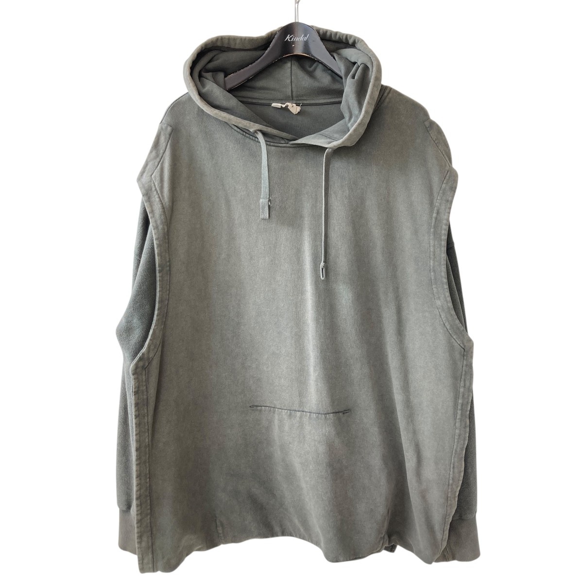 【中古】 T／SEHNE FRONT LAYERED OVERSIZED HOODIE レイヤード プルオーバーパーカー オリーブ サイズ：48 【価格見直し】