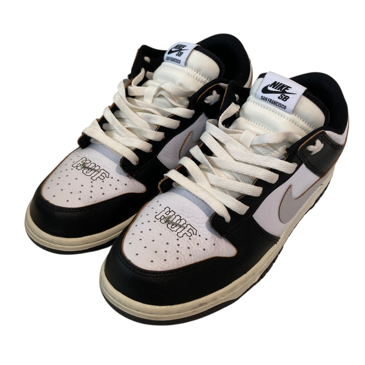 【中古】 NIKE×HUF SB Dunk Low San Francisco ローカットスニーカー FD8775-001 ホワイト×ブラック サイズ：27.5 【価格見直し】