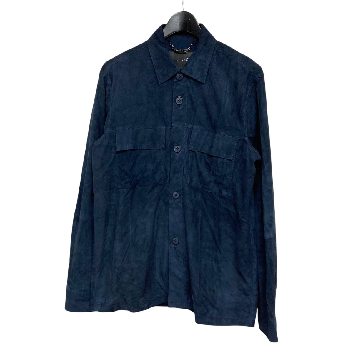 【中古】 manzoni24 レザージャケット 24PU454 L24CCAME ネイビー サイズ：46 【価格見直し】