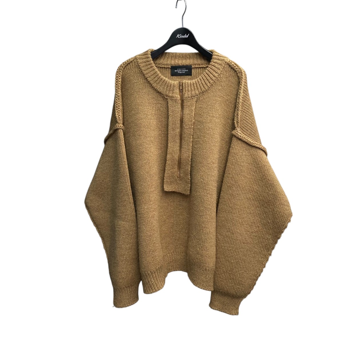 【中古】 UNUSED 23AW HALF ZIP KNIT ハーフジップニット US2365 イエロー サイズ：3 【価格見直し】