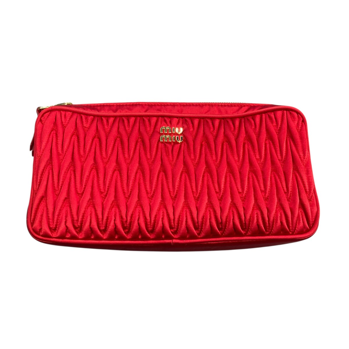 ミュウミュウ レッド スエードポーチ Miu Miu ミュウミュウ ポーチ 巾着 ラッカーレッド スエード