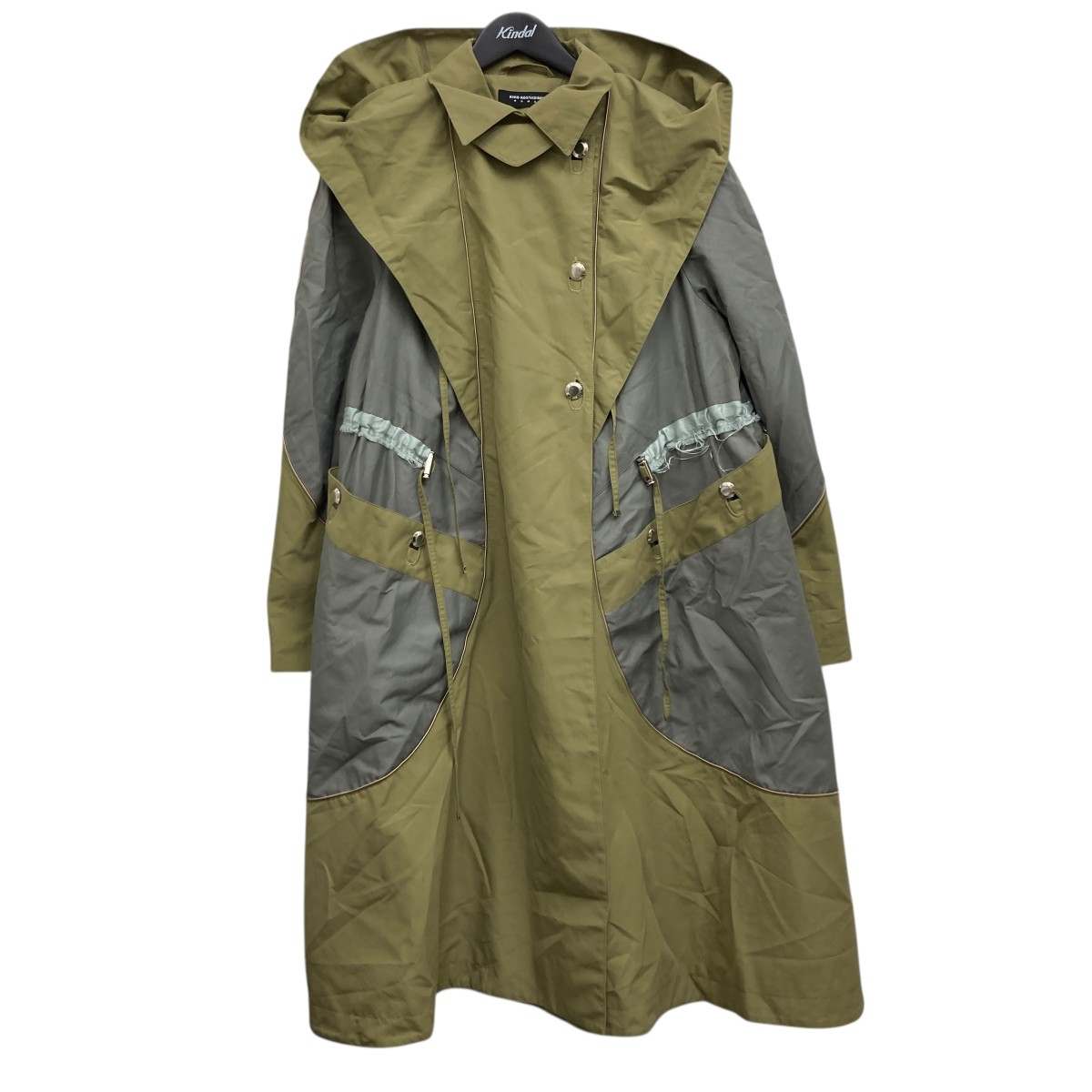 【中古】 Kiko Kostadinov HERNE HOODED TRENCH COAT ナイロンコート カーキ×グレー サイズ：36 【価格見直し】