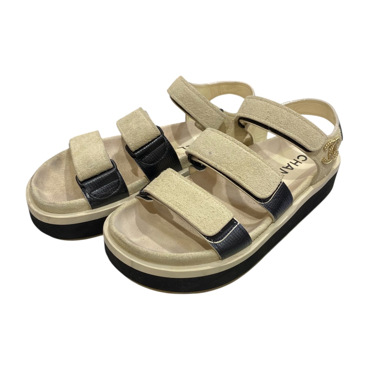 【中古】 CHANEL ストラップサンダル G38062 ホワイト サイズ：38 【価格見直し】