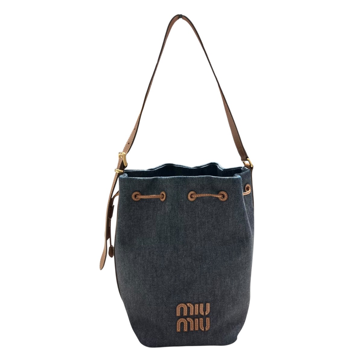 MIUMIU デニムプリントストライプロゴ　リュックバック　巾着 2143000293091_01_HplbWSL.jpg