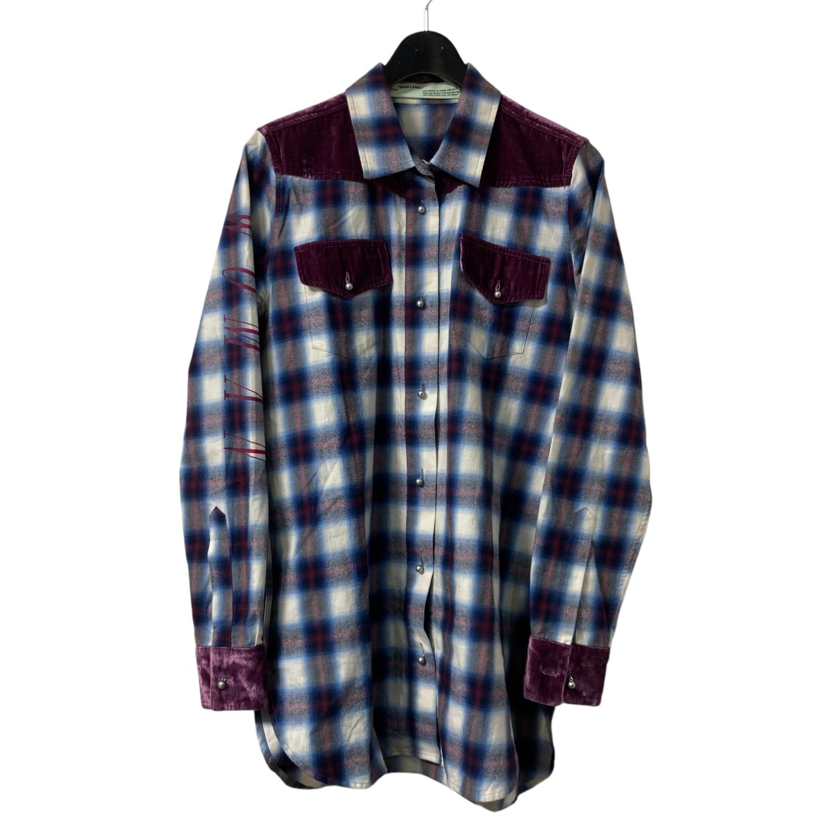 【中古】 OFFWHITE ヨーク切替 チェックシャツ OWGA014E17526030 ブルー サイズ：38 【価格見直し】