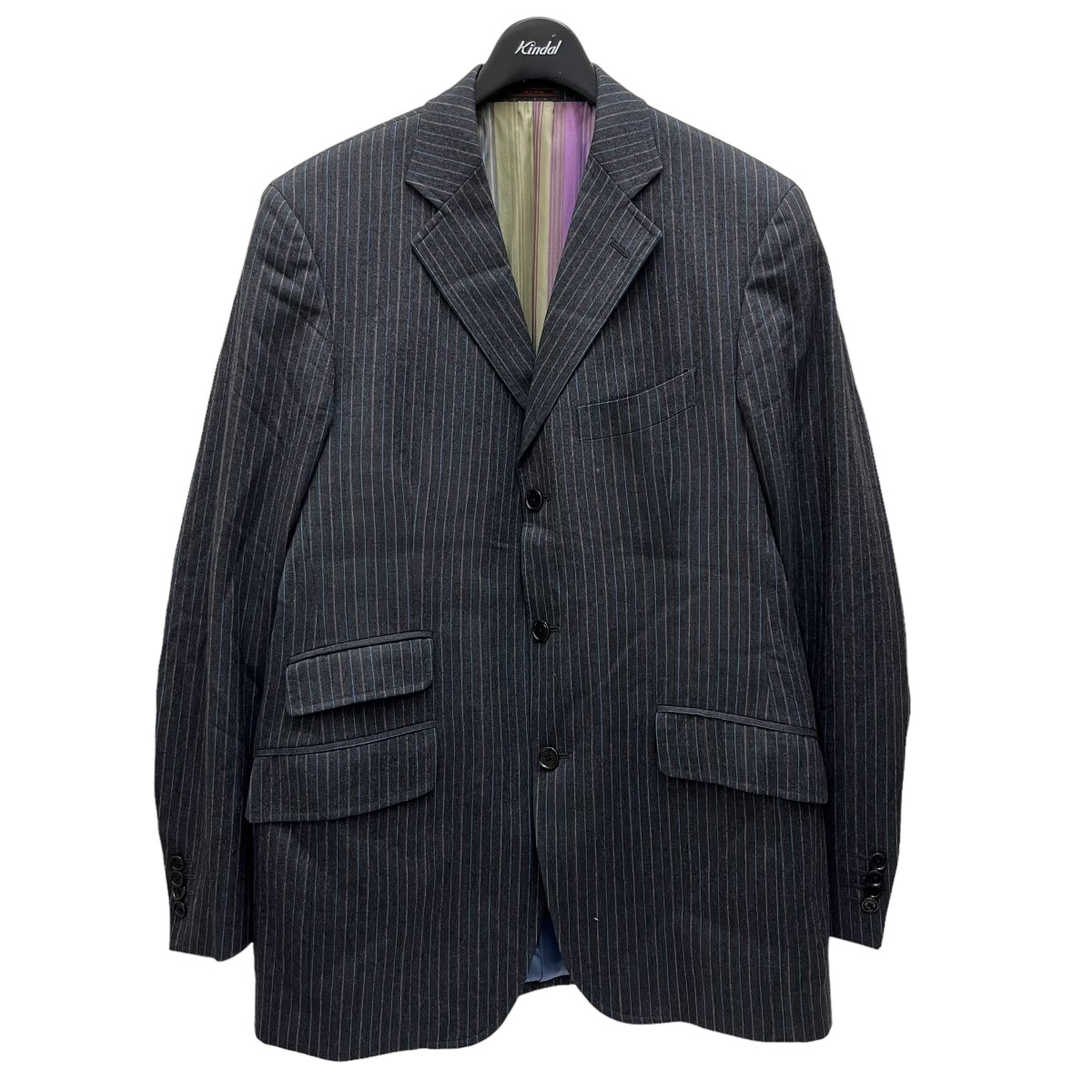 ETRO ペイズリー裏地 モヘヤ シルク混 ストライプ セットアップ 48 L ETRO ペイズリー裏地 モヘヤ シルク混 ストライプ セットアップ 48 L