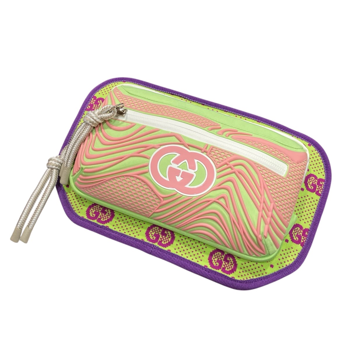 【中古】 GUCCI GGベルトバッグ 752102 グリーン×パーパル×ピンク 【価格見直し】