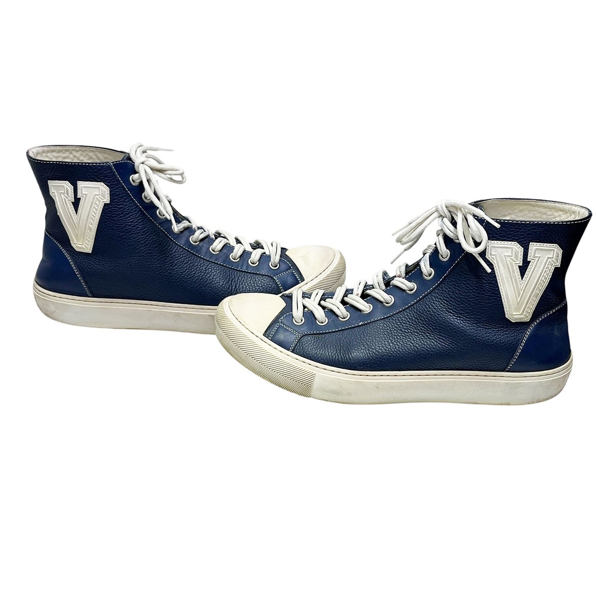 【中古】 LOUIS VUITTON　 17AW Vパッチハイカットッスニーカー GO0147 ネイビー サイズ：6 【300525】（ルイヴィトン）