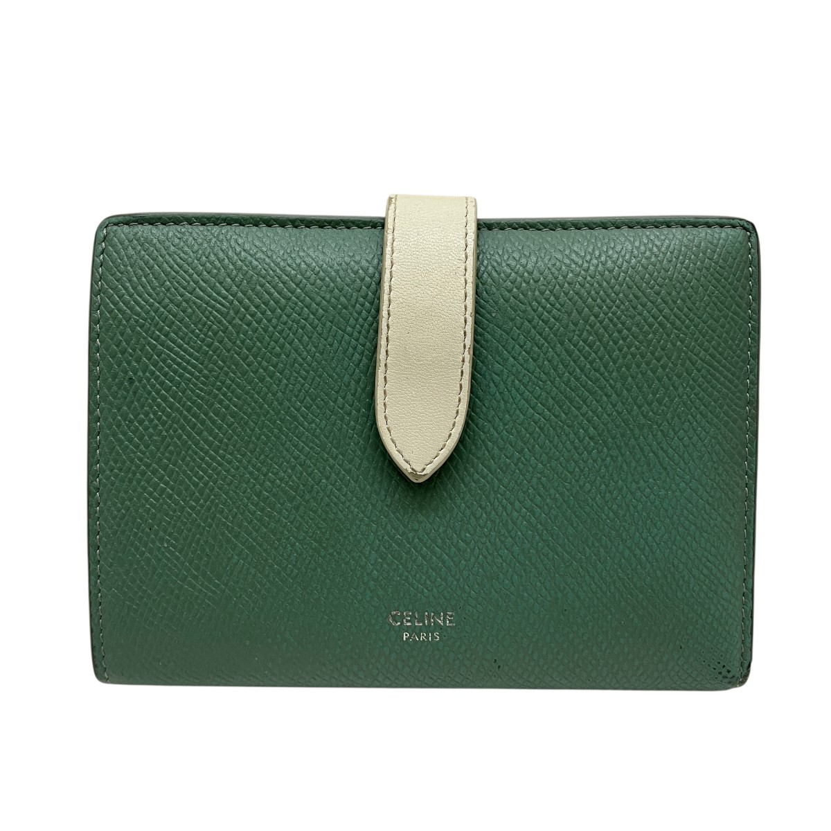 ✨未使用に近い✨　CELINE ミニ財布　ストラップウォレット　バイカラー　黄緑 ✨未使用に近い✨ CELINE ミニ財布 ストラップウォレット バイ