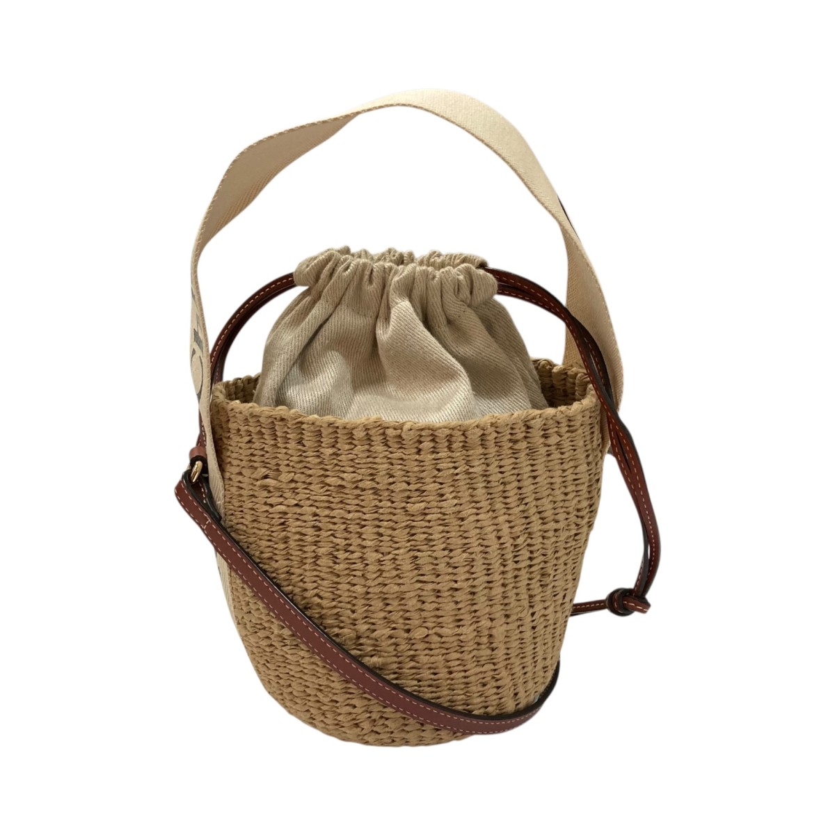 【中古】 Chloe　 WOODY 無地 スモールバスケット 2Wayショルダーバッグ 01-22-68-65 ブラウン 【190426】（クロエ）