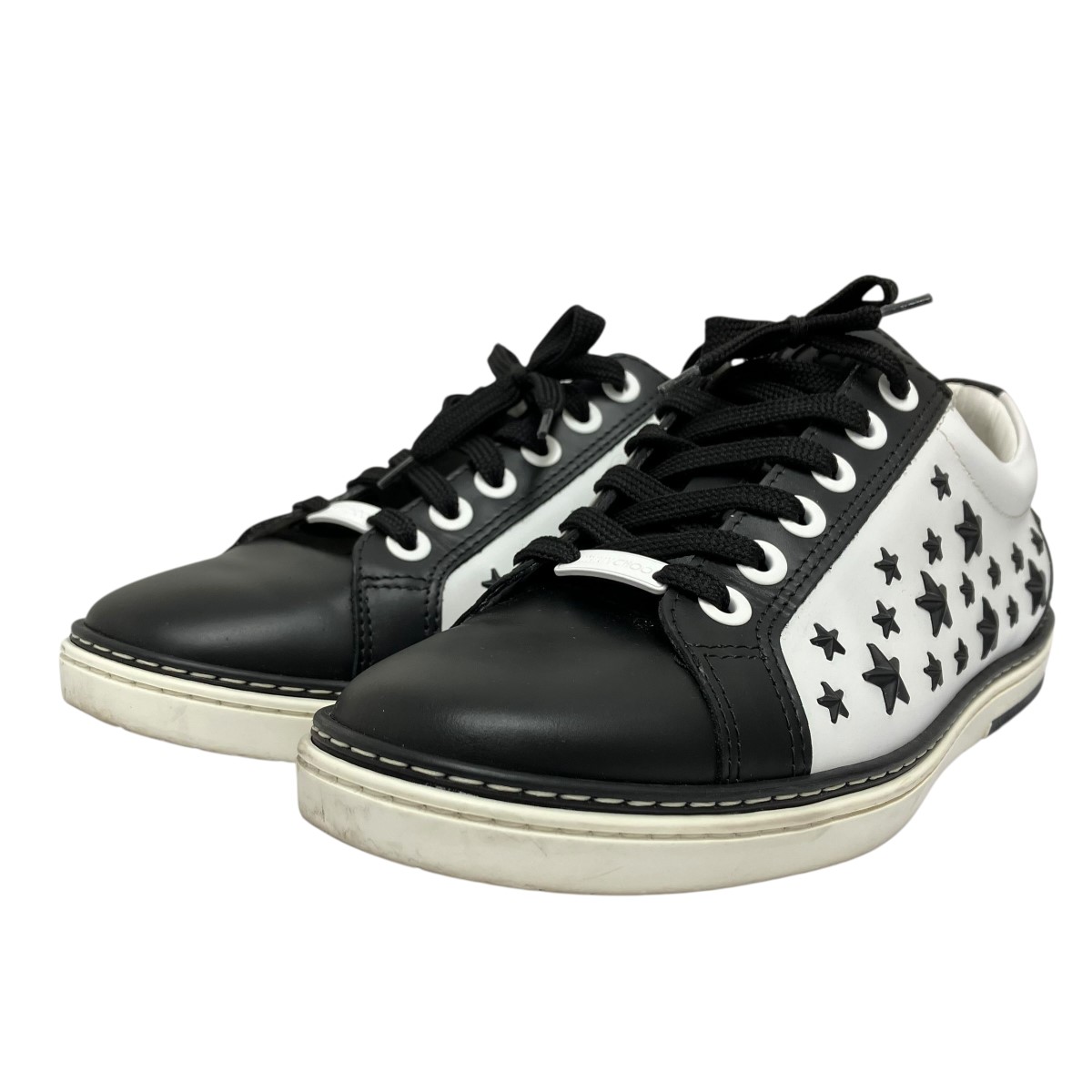 【中古】 JIMMY CHOO ローカットスニーカー ホワイト×ブラック サイズ：41 【価格見直し】