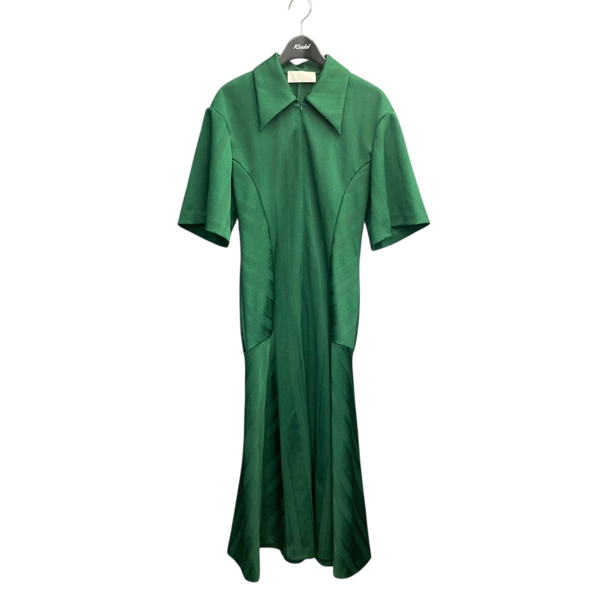 【中古】mame kurogouchi Double-Layer Stripe Jersey Dress ドレス MM22PS-JS721 グリーン サイズ：1 【250326】（マメクロゴウチ）