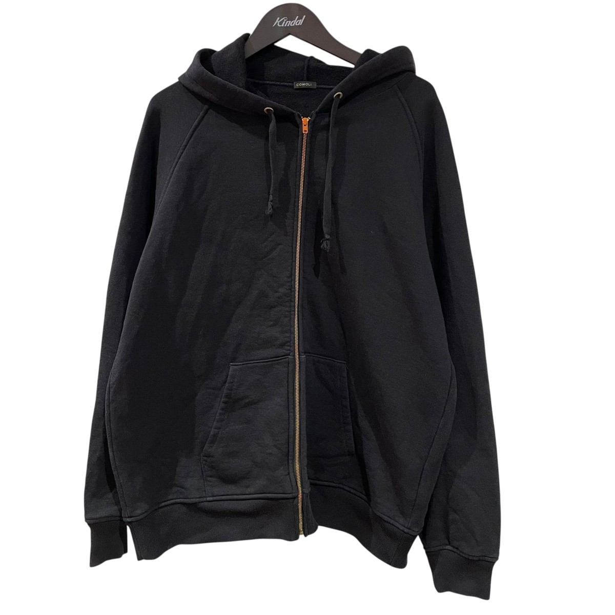 ペコ　COMOLI コモリ　製品染めパーカー COMOLI / コモリ | 製品染 裏毛 ジップパーカ - Ink Black