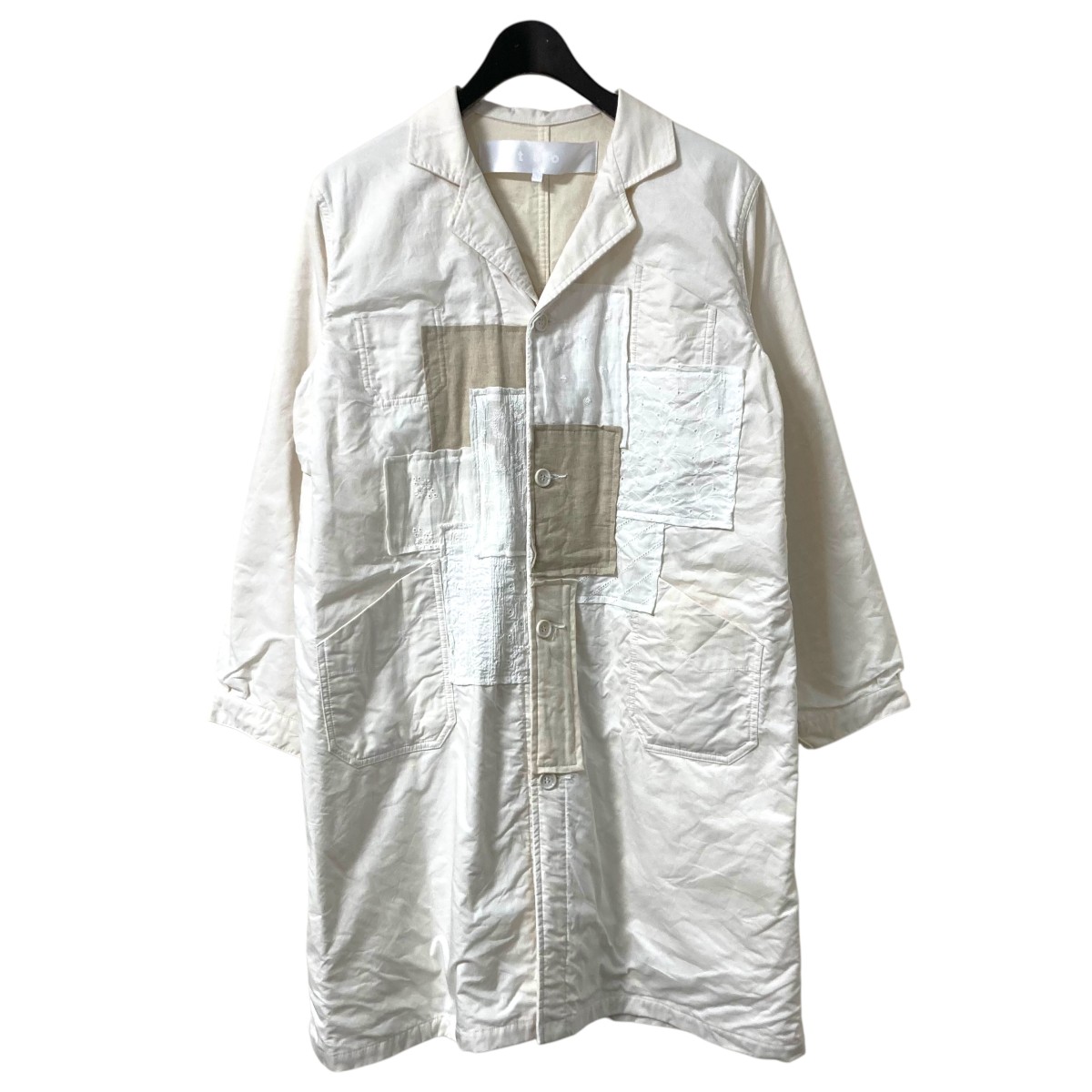 【中古】 TAO COMME des GARCONS 24SS パッチワーク パッチワークチェスターコート TM C003 アイボリー サイズ：M 【価格見直し】