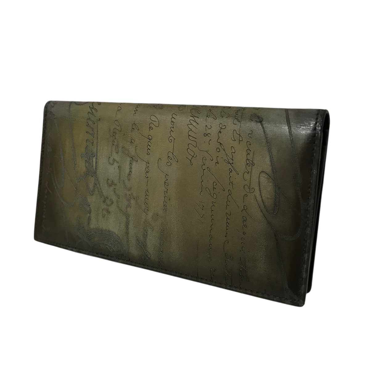 【中古】 Berluti　 【カリグラフィ】 長財布 グリーン 【120625】（ベルルッティ）