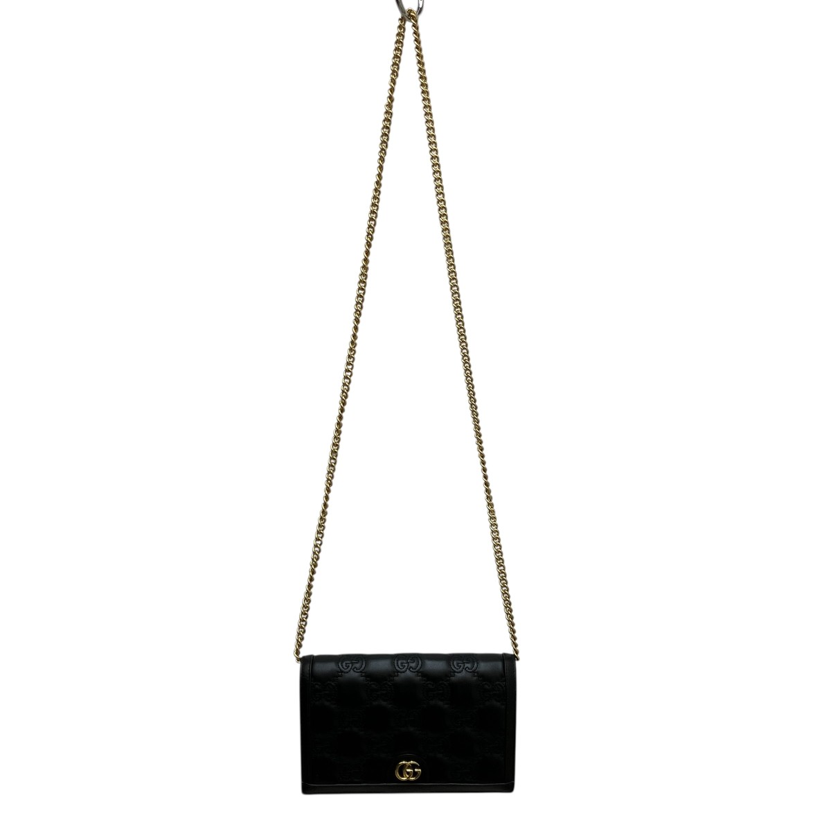 【中古】 GUCCI GGマトラッセ レザー チェーンウォレット ショルダーポーチ 723787 ブラック 【価格見直し】