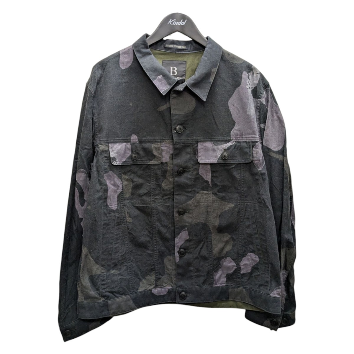 【中古】 B Yohji Yamamoto ペイントシャツジャケット NR-J54-008 ブラック サイズ：2 【価格見直し】