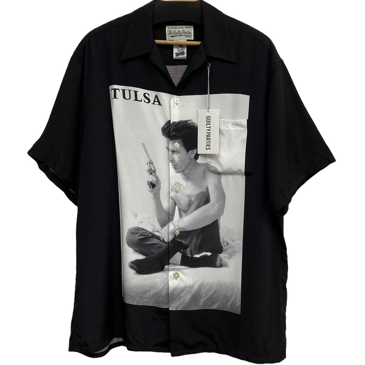 【中古】 WACKO MARIA×LARRY CLARK×STIE-LO(野口強)　 21SS TULSA Hawaiian Shirtタルサハワイアンアロハ開襟シャツ ホワイト×ブラック サイズ：XL 【140625】（ワコマリア ラリー・クラーク スティーロ）
