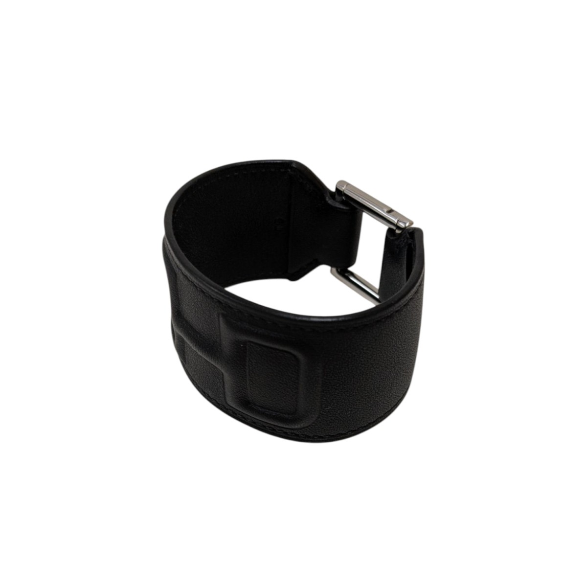 【中古】HERMES U刻印 Cuff arm string Mors レザーアームブレスレット ブラック 【150625】(エルメス)|ブランド古着のカインドオル