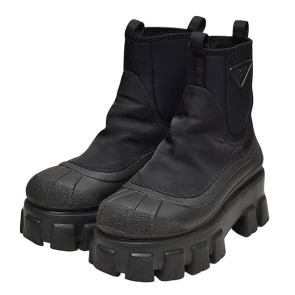 【中古】 PRADA 2022AW　モノリスRe-Nylonギャバジンブーツ　2UE029 ブラック サイズ：36 【価格見直し】