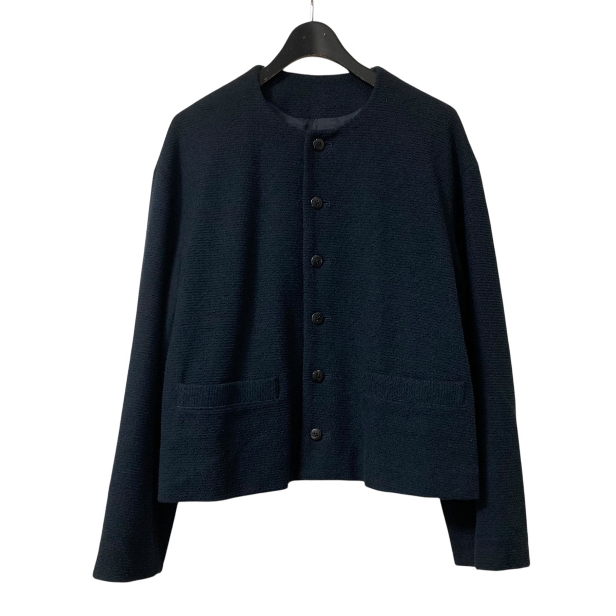【中古】URU22SS ESTER COTTON KNIT - NO COLLAR JACKET ノーカラージャケット 22SECK01 ネイビー サイズ:2【価格見直し】|ブランド古着のカインドオル