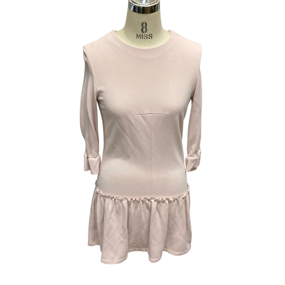 MIU MIU ベージュ シアーワンピースコットンドレス長袖Tシャツ