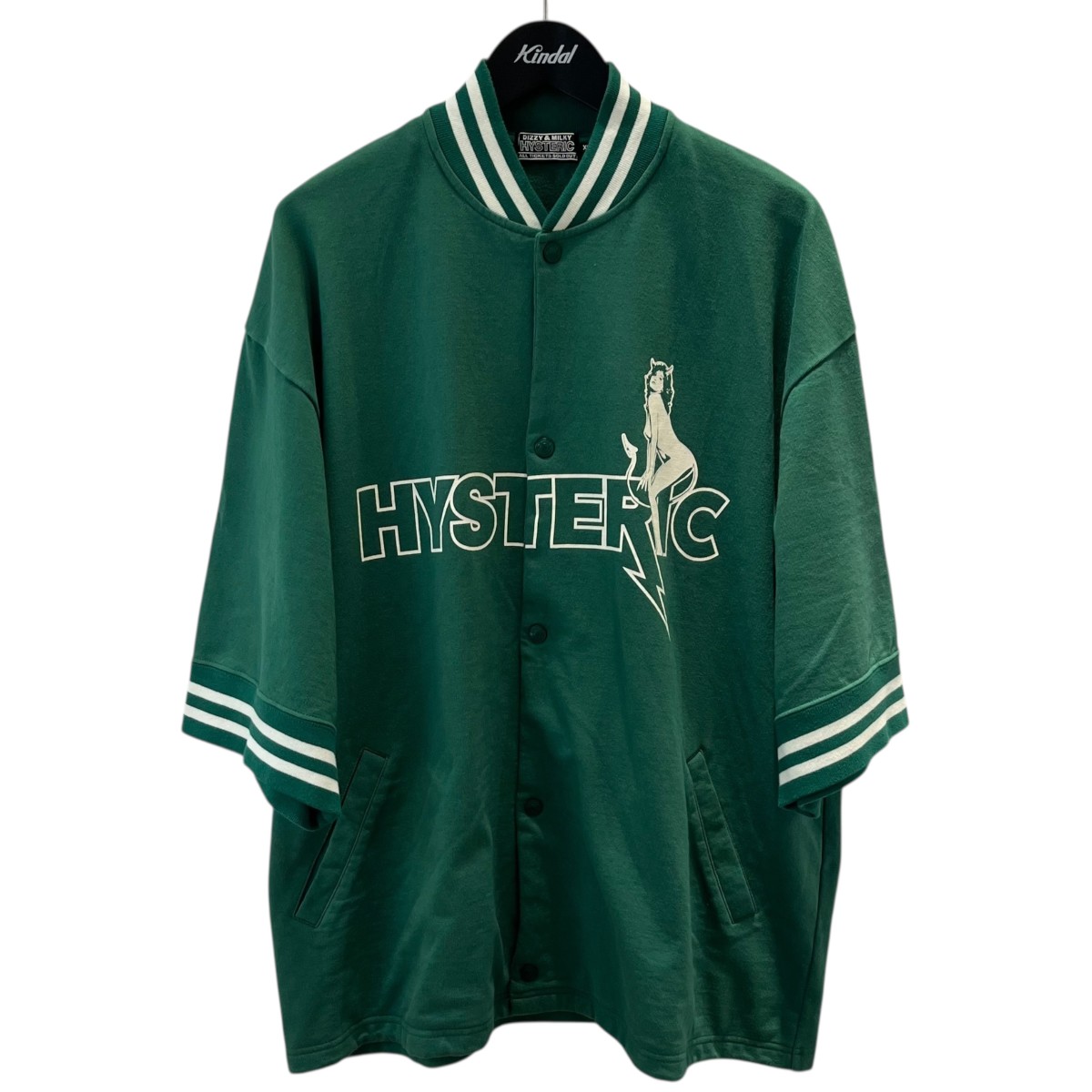 【中古】Hysteric Glamour 半袖スウェットジャケット 02241CJ02 EVIL ROCK 緑であること 大きさ：XL 【190625】（ヒステリックグラマー）