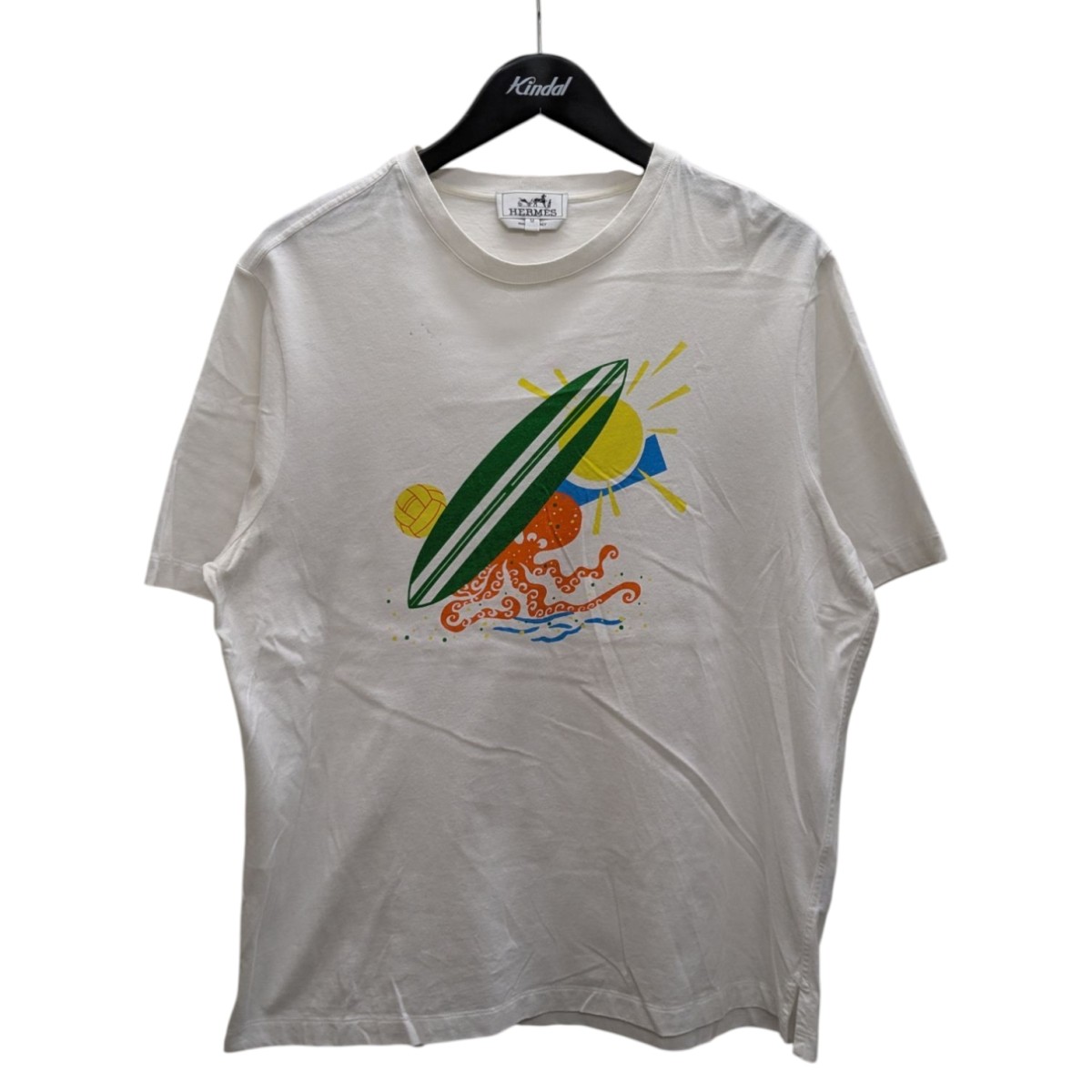 【美品】 HERMES アニマル ウッドプリント 半袖 Tシャツ ホワイト HERMES エルメス レディース プリント Tシャツ ''Washington's