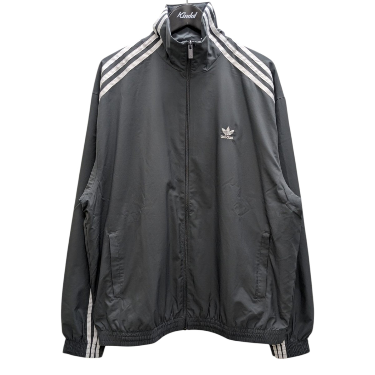 adidas ADILENIUM フード付き ブラックレザージャケット レディース Adilenium オーバーサイズ フェイクレザージャケット