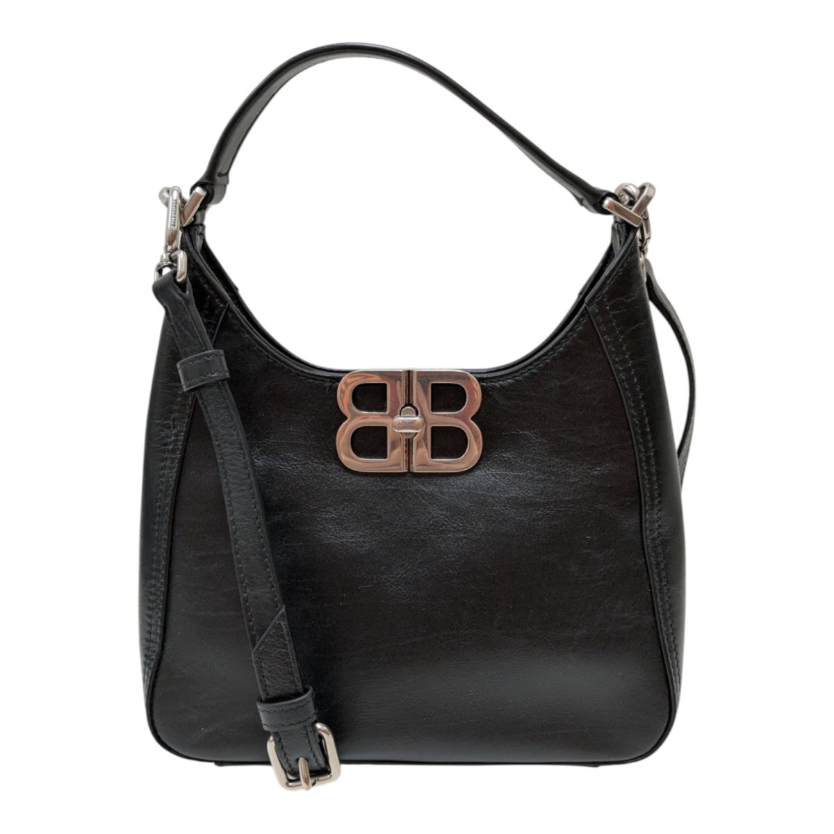 【中古】BALENCIAGABb soft hobo レザーショルダーバッグ ブラック【価格見直し】|ブランド古着のカインドオル