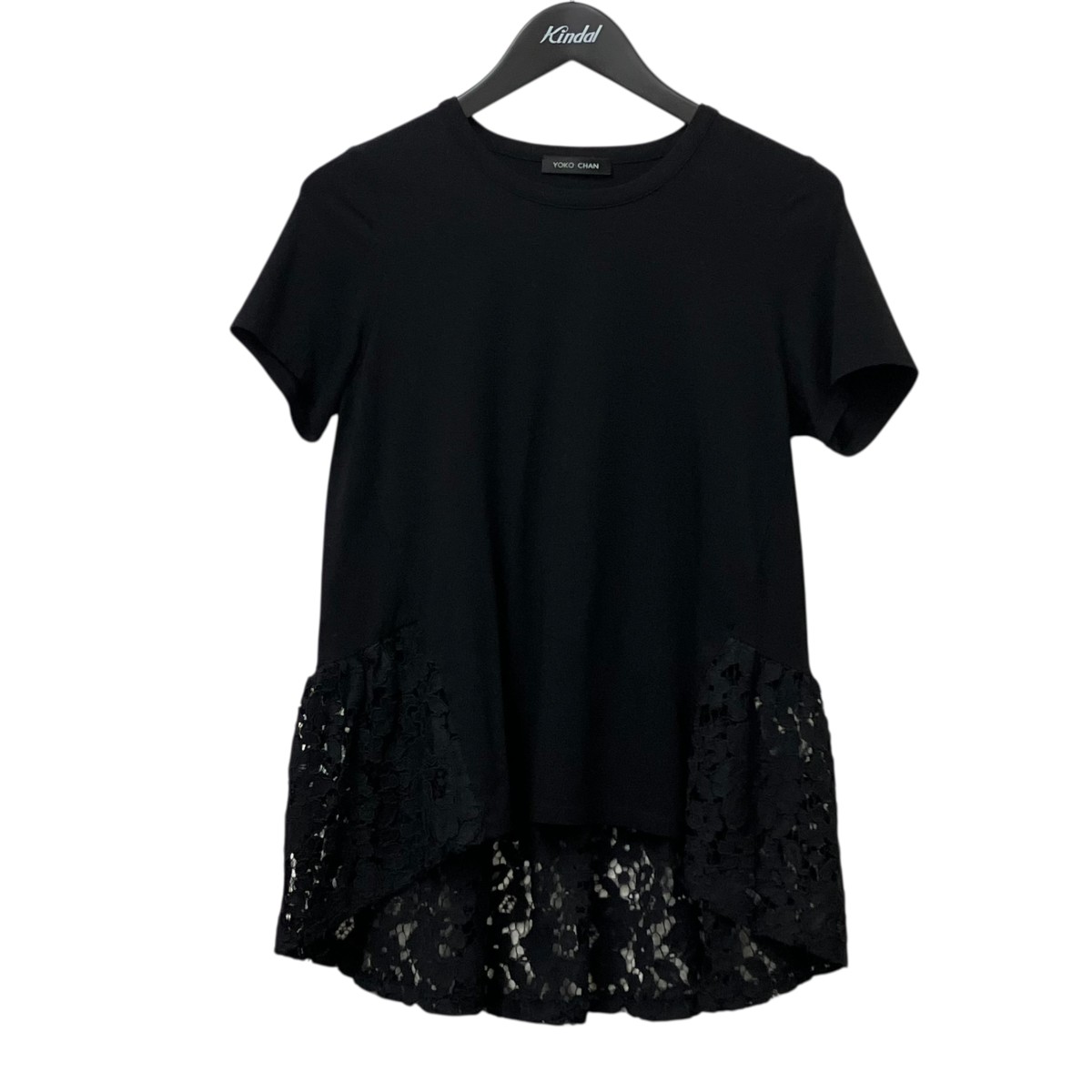 YOKO CHAN◆半袖カットソー/38/コットン/BLK/YCT-221-042 YOKO CHAN(ヨーコチャン) / 半袖カットソー/38/コットン/BLK/YCT