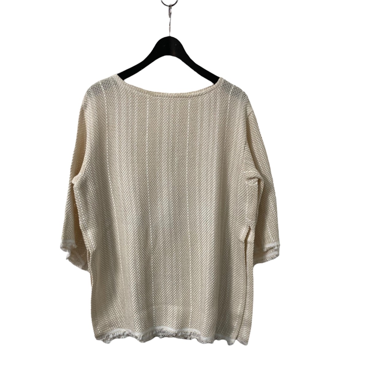 【中古】 GALERIE VIE 24SS コットンラッセル サイドスリットプルオーバー 半袖ニット 23034103104 アイボリー サイズ：FREE 【価格見直し】