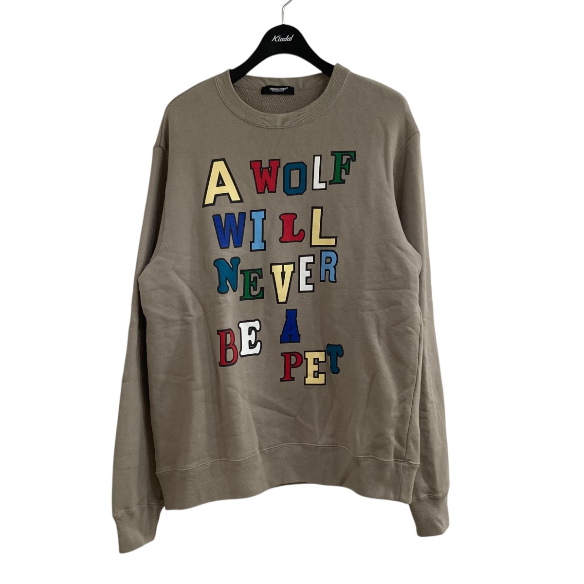 【中古】UNDERCOVER プリントスウェット UC2C4891-4 SWEAT A WOLF WILL NEVER BE A PET ベージュ 大きさ：3 【230526】（アンダー覆いかぶせる）