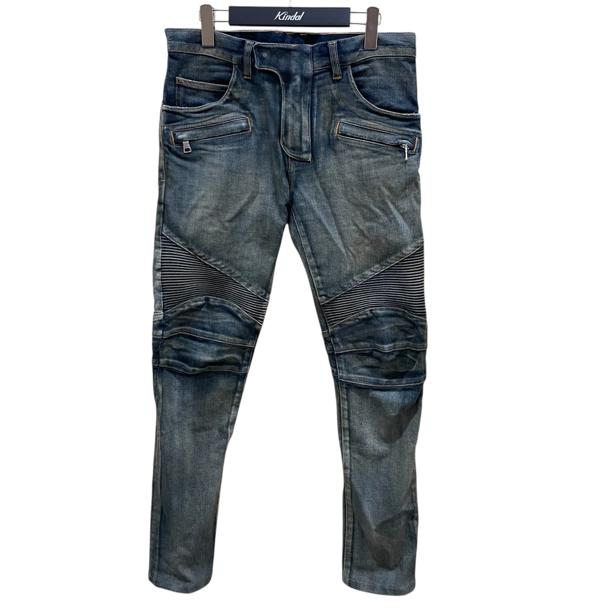 バルマン バイカー 蛇腹 S8H9131T332 ストレッチ デニムパンツ BALMAIN(バルマン) バイカーストレッチパンツ デニムパンツ