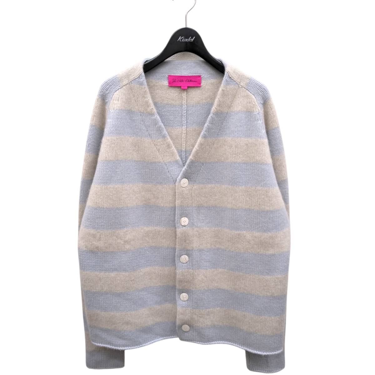 【中古】The Elder StatesmanRon Herman別注 PLAIT BLOCK STRIPE CARDIGAN ニットカーディガン 3920800013 ベージュ&times;ブルー サイズ：S【価格見直し】｜ブランド古着のカインドオル 32,604円