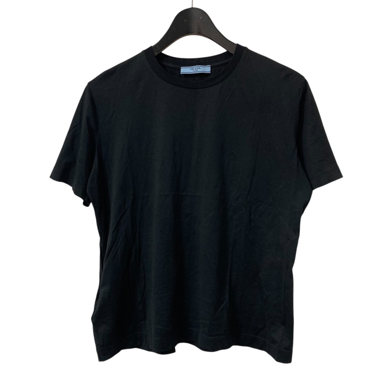 美品　PRADA　現行モデル　Tシャツ　ボウタイ　切替　ホワイト　サイズS PRADA(プラダ) ロゴプレートTシャツUJN861 UJN861 ホワイト