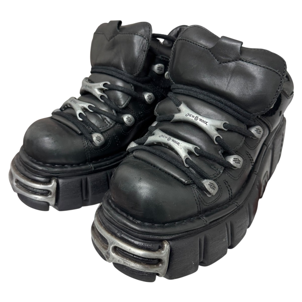 NEWROCK LLIC COLLECTION｜アンクルブーツ M-106-S112 ANKLE BOOT BLACK TOWER WITH LACES M-106-S112