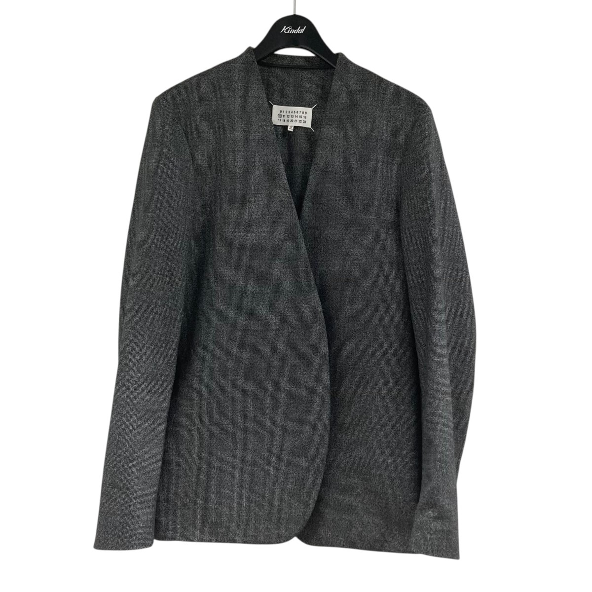 20SS Maison Margiela ノーカラーセットアップ　44 グレー メゾンマルジェラのノーカラージャケット【YouTube解説付き