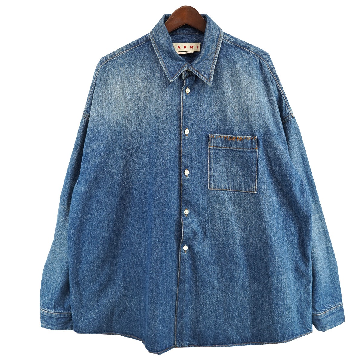美品 MARNI 刺繍シャツ 46サイズ 正規品 紺 楽天市場】【中古】MARNI 23SS トロピカルウールロゴ刺しゅう